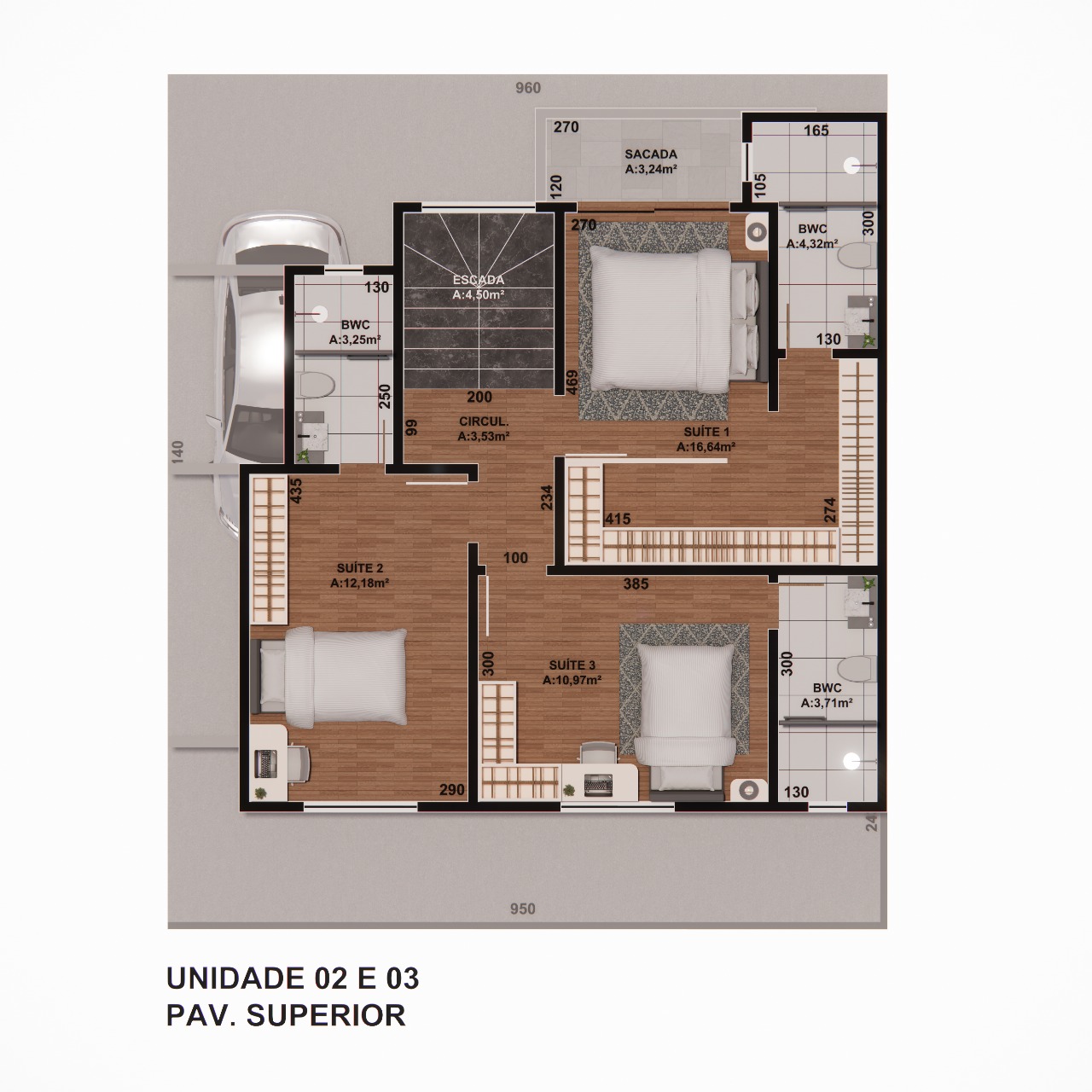 Planta Superior - Unidades 2 e 3
